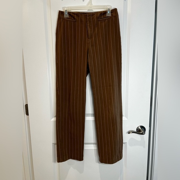 Dockers Mid Rise Brown Striped Dress Pants Size 4 - Picture 1 of 14